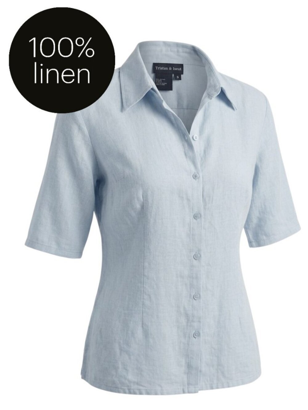 TRISTAN & ISEUT Light Blue 100% Linen Button-Up Shirt Casual size S